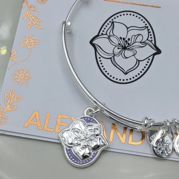 Alex and Ani Jewelry - Alex Ani Shiny Silver Purple Wildflower Bracelet